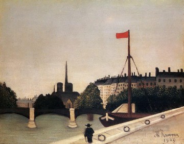 Notre Dame vista de la ile Saint Louis desde el quai henri iv 1909 ciudad Henri Rousseau Pinturas al óleo